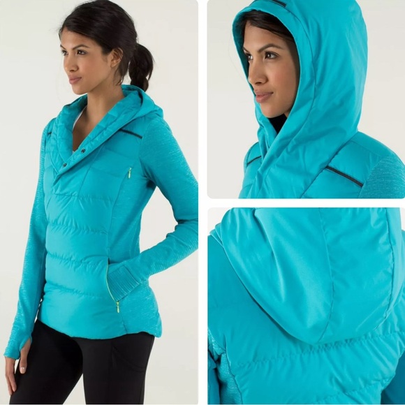 Lululemon Fluff Off Pullover Goose Down Light Aqua Blue Sz 6 - Picture 1 of 17